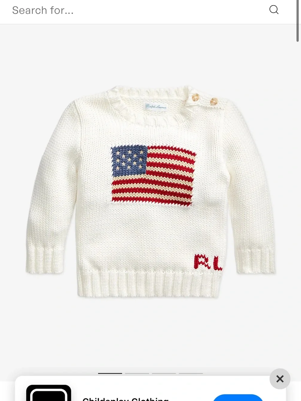 Ralph Lauren Cream Knit Sweater with American Flag
